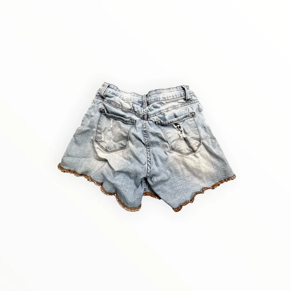KanCan‎ Shorts Womens 26 Blue KC6005L Distressed Scalloped Hem High Rise Denim